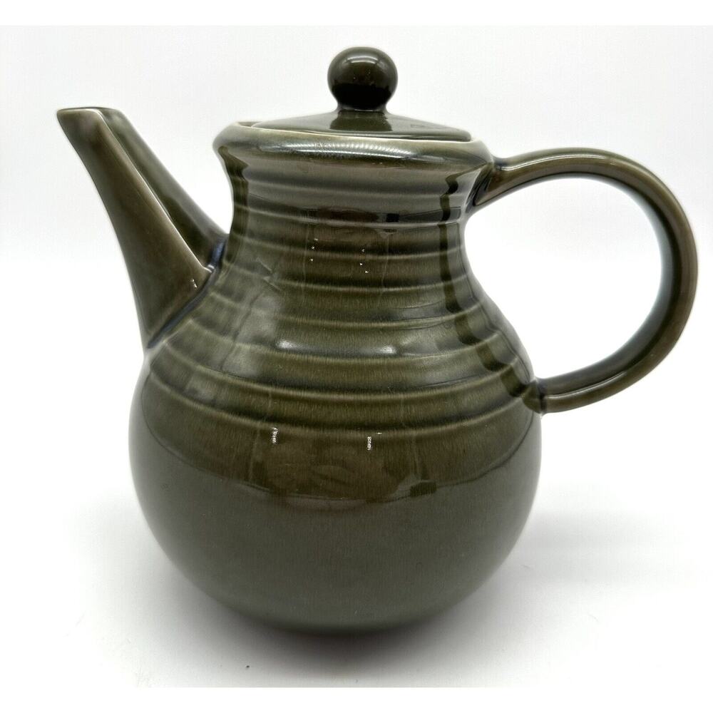 Royal Oak Green Glazed Pottery Teapot W/Lid